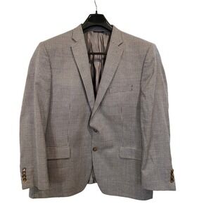 Ralph Lauren Mens 52R Houndstooth Blazer Sport Coat Navy Tan Canada Wool Silk‎